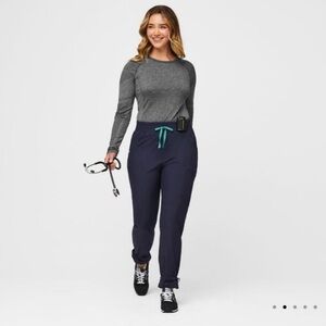 FIGS High Waisted Fionlite Jogger Scrub Pant In Navy Blue